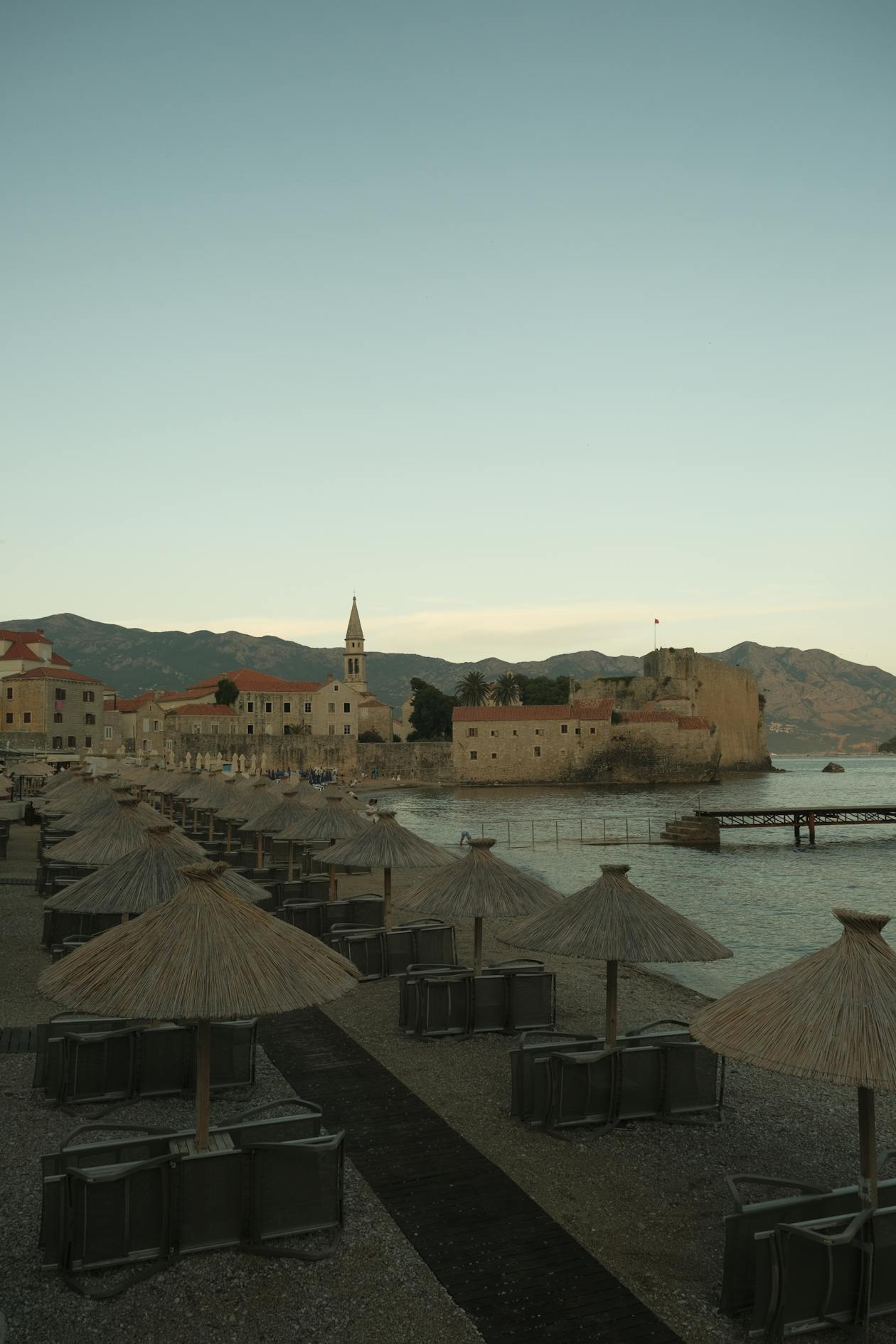 Budva old town and citadel seen from the beach
