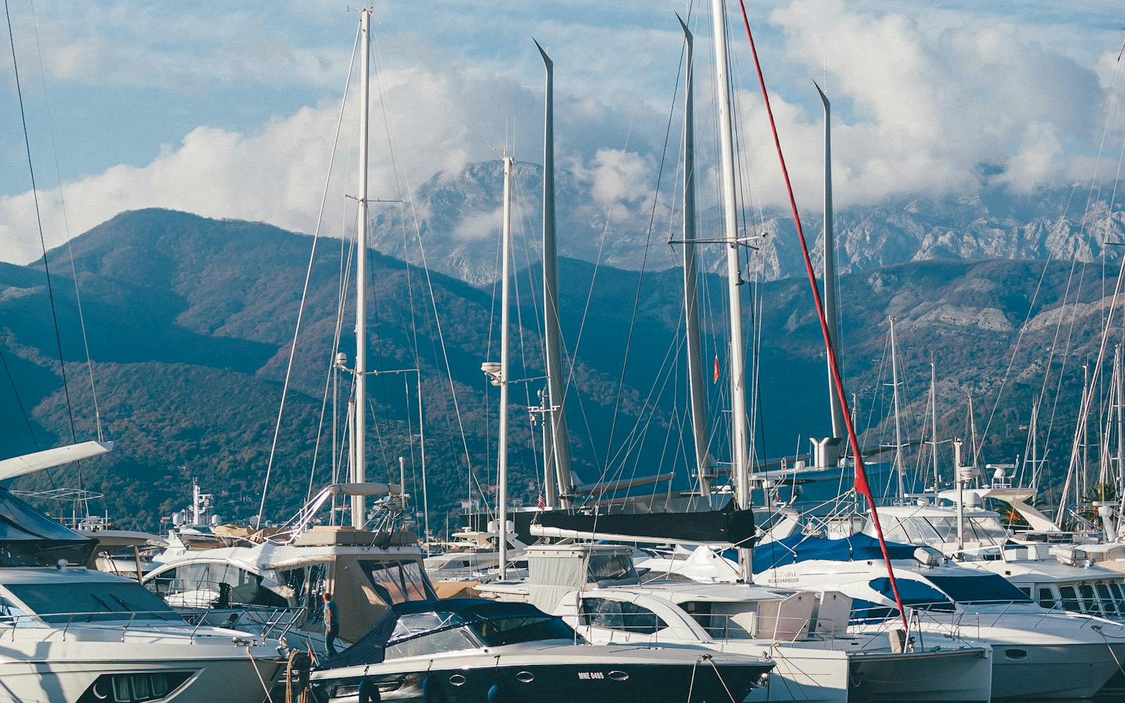 Tivat marina, where the drive to Podgorica begins